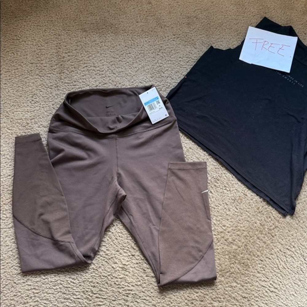 Nike ONE 🔥 Brown Dri-FIT Leggings High waisted w/ FREE Tank Top